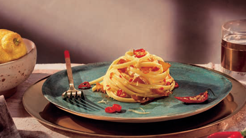En tallerken med pasta