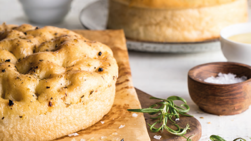 Et rundt foccacia brød